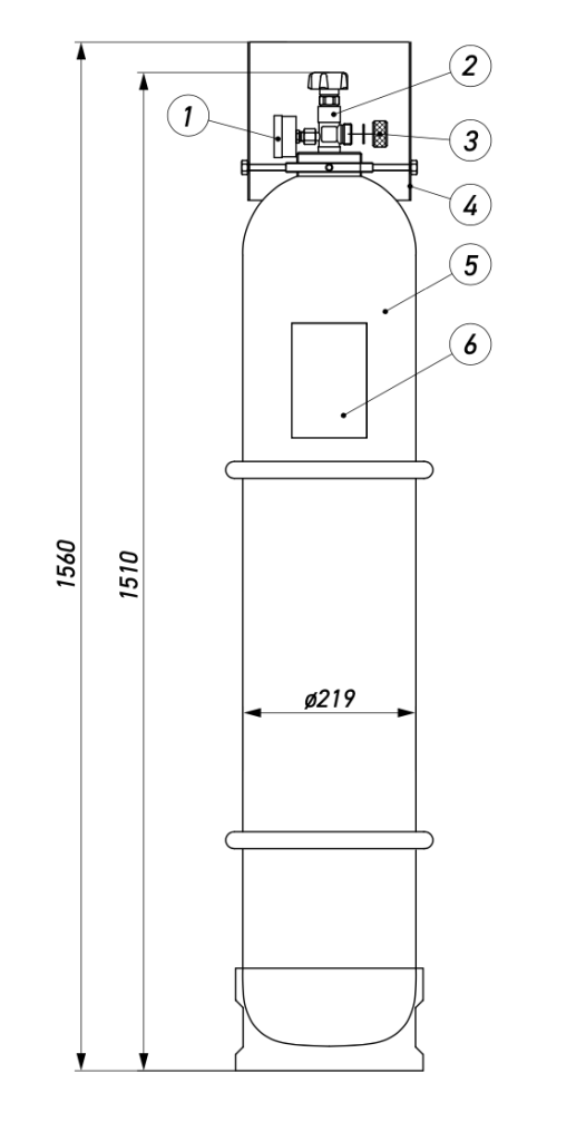  Баллон испытательный переносной БИП-40-150 Схема