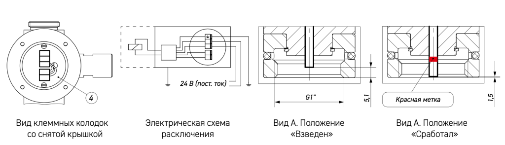 Схема Электромагнитный привод (соленоид) ЕА45Ex Схема Электромагнитный привод (соленоид) ЕА45Ex