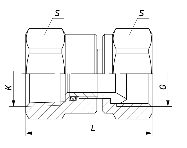 Муфта-переходник G x K. Схема